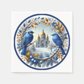 Taj Mahal Bluebirds Winter Berries Serviette (Vorderseite)