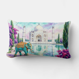 Taj Mahal & Elefant Aquarell Lendenkissen
