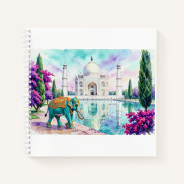 Taj Mahal & Elefant Aquarell Notizblock