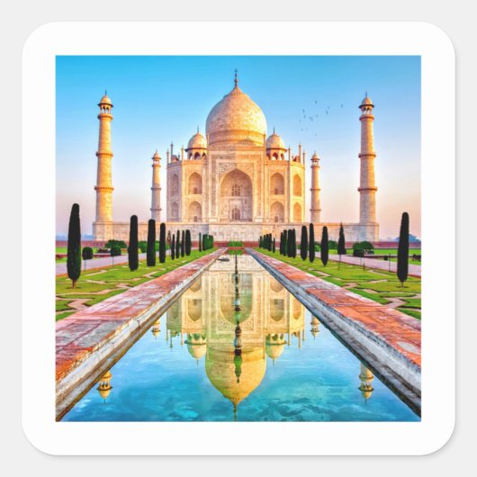 TAJ MAHAL High Definition Quadratischer Aufkleber (Vorderseite)