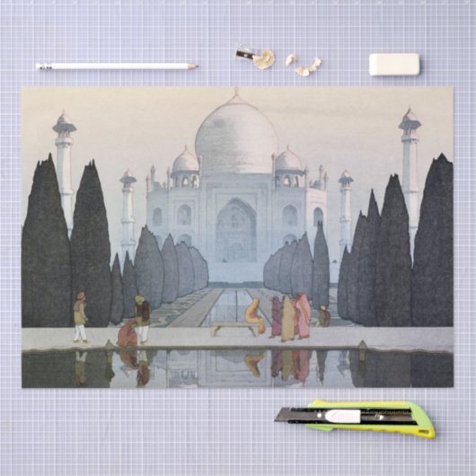 Taj Mahal, Hiroshi Yoshida, Woodcut Seidenpapier (Handwerk)