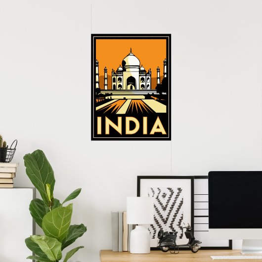 Taj mahal india art Deko Retro Poster (Heimbüro)