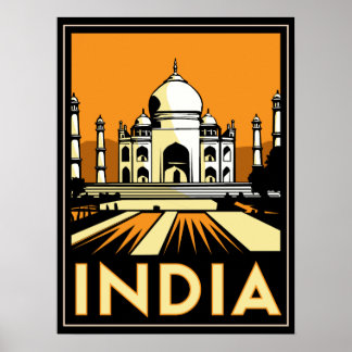 Taj mahal india art Deko Retro Poster