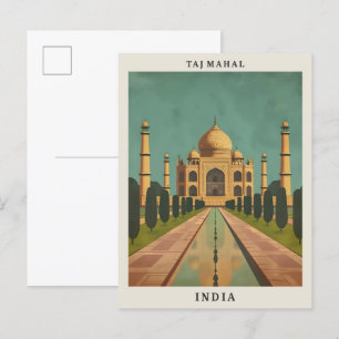 Taj Mahal India Elegante Art Vintage Postkarte