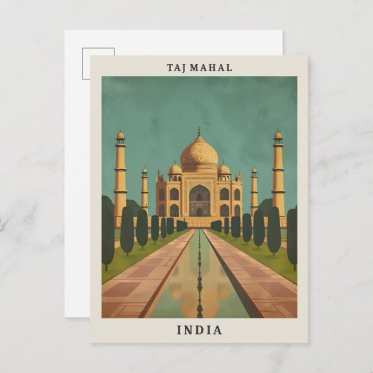 Taj Mahal India Elegante Art Vintage Postkarte (Vorne/Hinten)