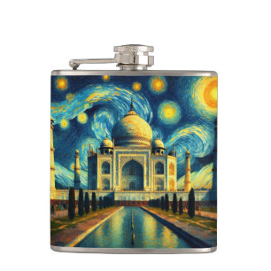 Taj Mahal India Starry Night Flachmann