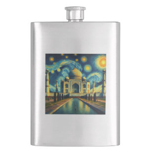 Taj Mahal India Starry Night Flachmann