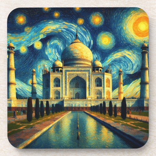 Taj Mahal India Starry Night Getränkeuntersetzer (Vorderseite)