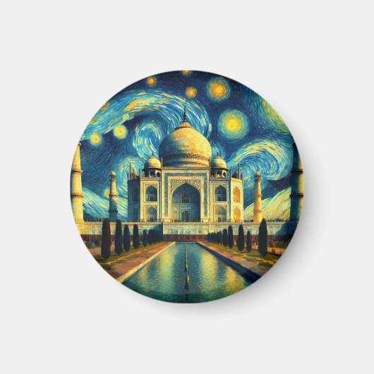 Taj Mahal India Starry Night Magnet (Vorne)