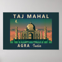 Taj Mahal India Travel Art Vintag