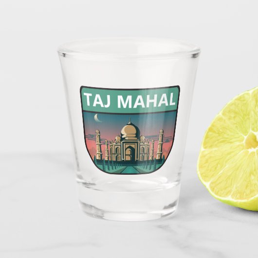 Taj Mahal India Travel Art Vintag Schnapsglas (Vorderseite)