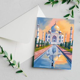 Taj Mahal India Travel Painting Card