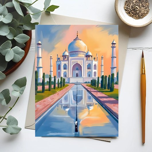 Taj Mahal India Travel Painting Postkarte