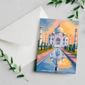 Taj Mahal India Travel Painting Postkarte