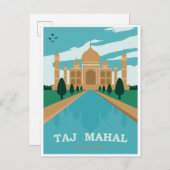 Taj Mahal India Vintage Travel Poster Postkarte (Vorne/Hinten)