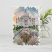Taj Mahal India Watercolor Art Einladung (Stehend Vorderseite)