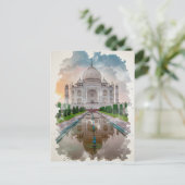 Taj Mahal India Watercolor Art Postkarte (Stehend Vorderseite)
