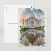Taj Mahal India Watercolor Art Postkarte (Vorne/Hinten)