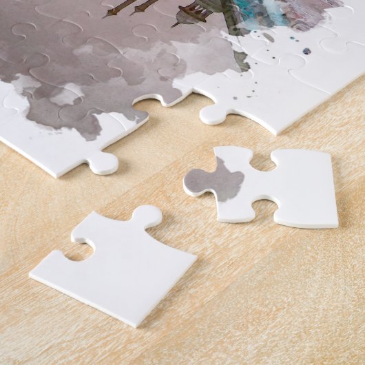 Taj Mahal India Watercolor Art Puzzle (Seite)