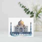Taj Mahal India Watercolor Iconic Monument Postkarte (Stehend Vorderseite)