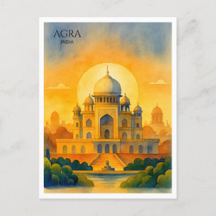 Taj Mahal India Watercolor Souvenir Feiertagspostkarte