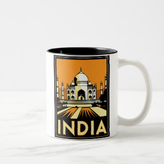 Taj Mahal Indien Art Deco Retro Reise Vintage Zweifarbige Tasse