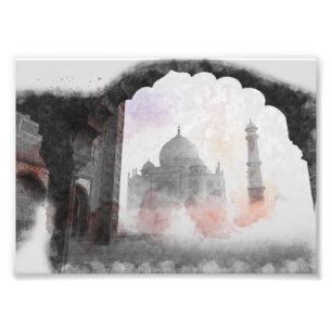 Taj Mahal Indien Postkarte – Vintage Reiseplakat Fotodruck