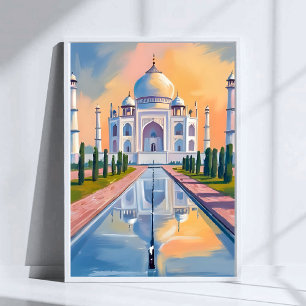 Taj Mahal Indien Reise Malerei Poster