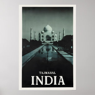 Taj Mahal Indien Reiseplakat Vintage-Wandkunst Poster