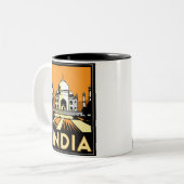 Taj Mahal Indien retro Reise des Kunst-Dekos Zweifarbige Tasse (Vorderseite Links)