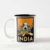 Taj Mahal Indien retro Reise des Kunst-Dekos Zweifarbige Tasse (Links)