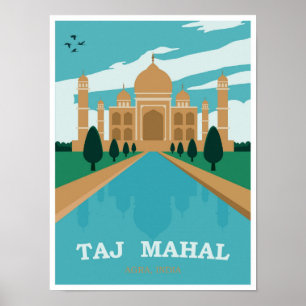 Taj Mahal Indien Vintage Reise Poster