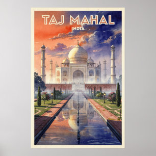 Taj Mahal Indien Vintage Reise Poster