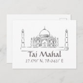 Taj Mahal Latitude Longitude Postcard Postkarte (Vorne/Hinten)