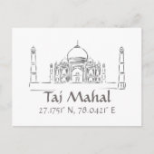 Taj Mahal Latitude Longitude Postcard Postkarte (Vorderseite)
