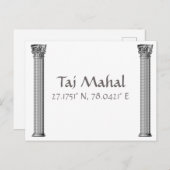 Taj Mahal Latitude Longitude Postcard Postkarte (Vorne/Hinten)