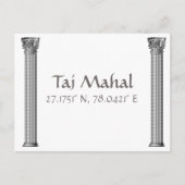 Taj Mahal Latitude Longitude Postcard Postkarte (Vorderseite)