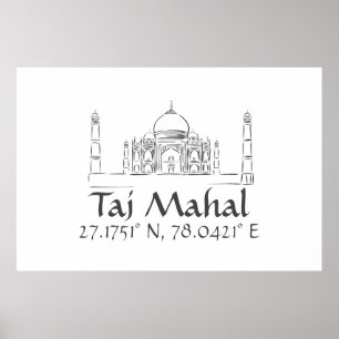Taj Mahal Latitude Longitude Poster