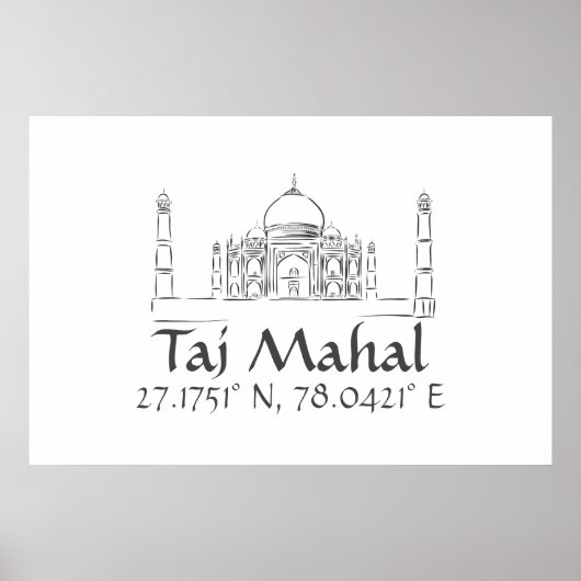 Taj Mahal Latitude Longitude Poster (Vorne)