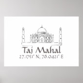 Taj Mahal Latitude Longitude Poster (Vorne)