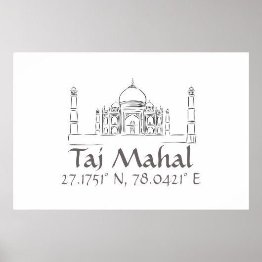 Taj Mahal Latitude Longitude Poster (Vorne)
