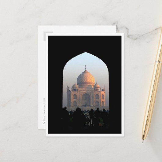 Taj Mahal Light of Dawn India Architecture Foto Postkarte (Vorderseite/Rückseite Beispiel)