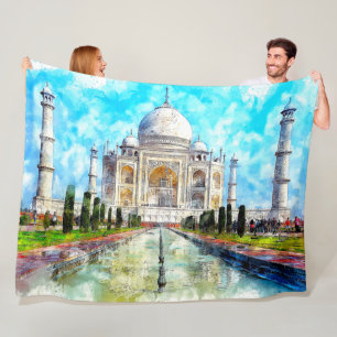 TAJ MAHAL PAINTING FLEECEDECKE