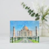 Taj Mahal Postcard Farbenfrohe Malerei Postkarte (Stehend Vorderseite)