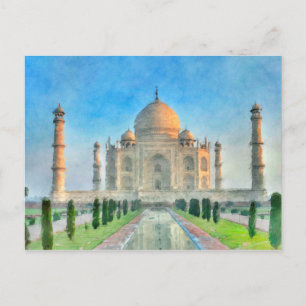 Taj Mahal Postcard Farbenfrohe Malerei Postkarte