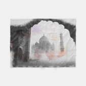 Taj Mahal Postcard Vintage Travel Fleecedecke (Vorderseite (Horizontal))