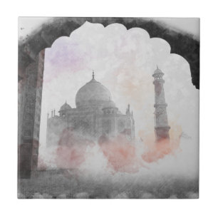 Taj Mahal Postcard Vintage Travel Fliese