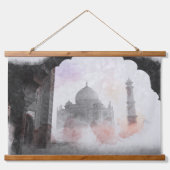 Taj Mahal Postcard Vintage Travel Wandteppich Mit Holzrahmen (Vorne)