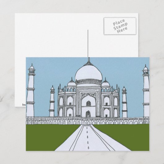 Taj Mahal Postkarte (Vorne/Hinten)