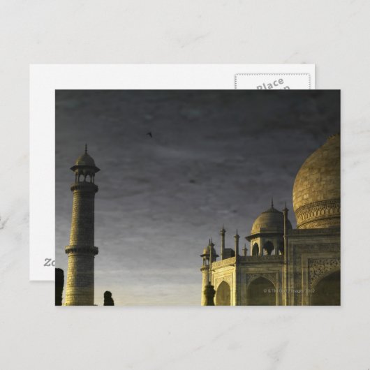 Taj Mahal Reflexion über Wasser im Morgengrauen mi Postkarte (Vorne/Hinten)
